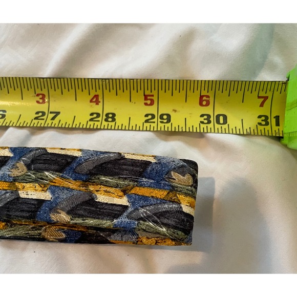 Ermenegildo Zegna Mens Silk Tie Blue Gold Grey Geometric Abstract Floral Italy - Picture 5 of 6